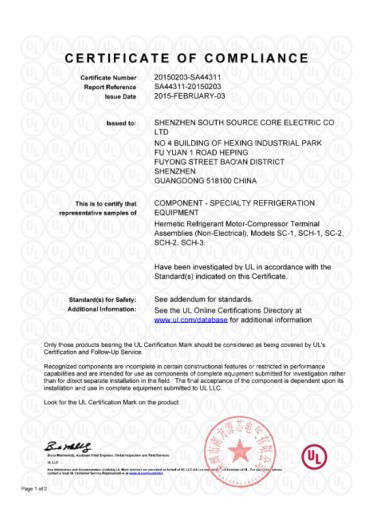 Chine SHENZHEN SSC ELECTRIC CO.,LTD certifications